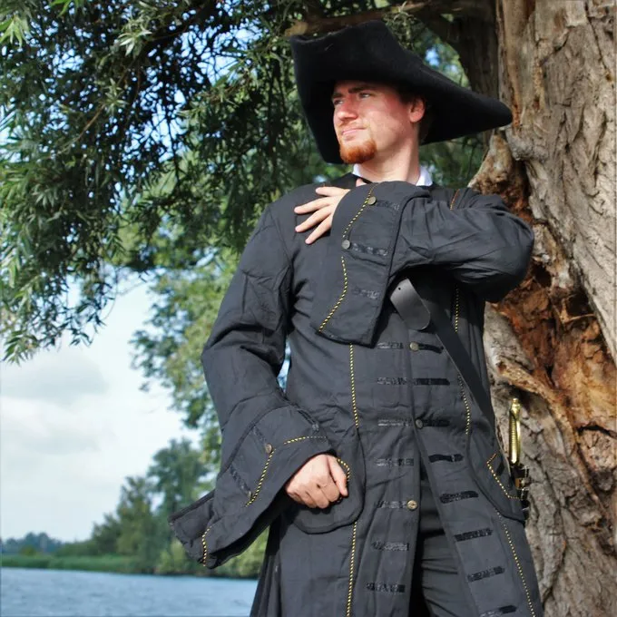 Leonardo Carbone 17th Century Buccaneer Coat, Black - Image 2