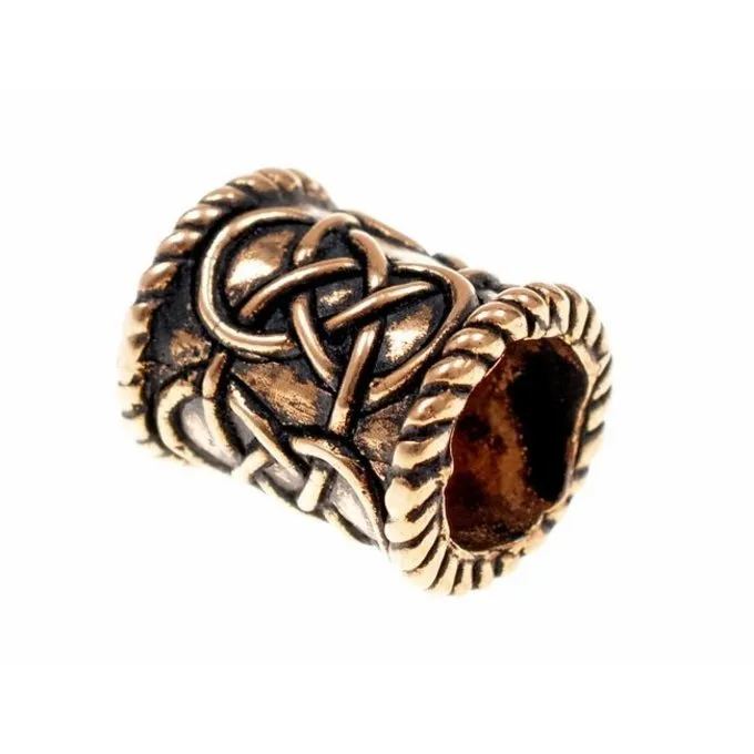 Beard Bead With Knot Motif, Bronze