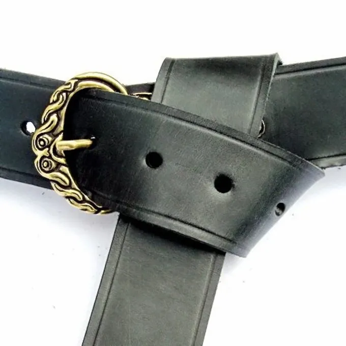Borre Viking Belt, Black, Silvered - Image 2