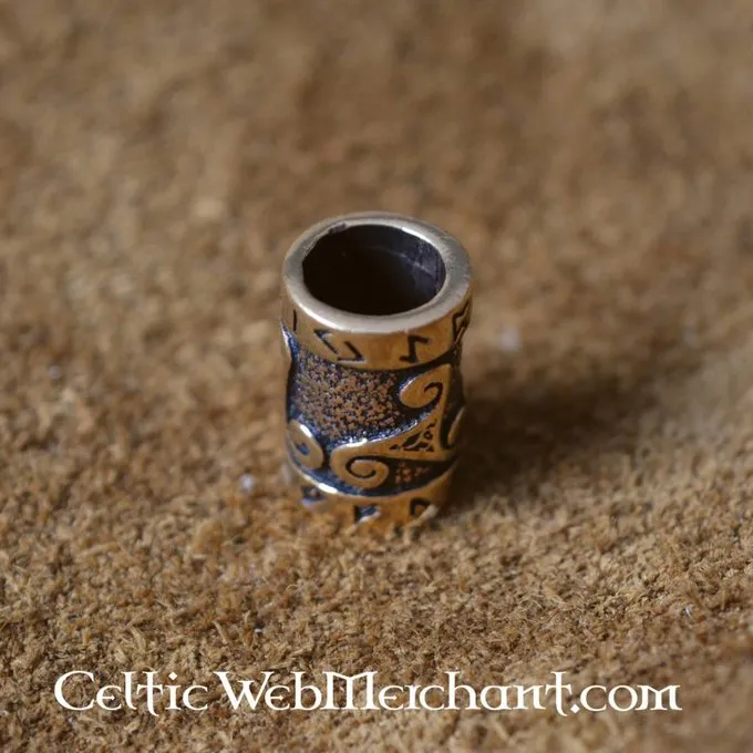 Bronze Beard Bead With Trisqelion & Rune Inscription - Image 2