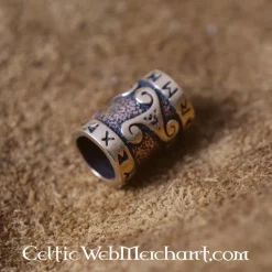 Bronze Beard Bead With Trisqelion & Rune Inscription