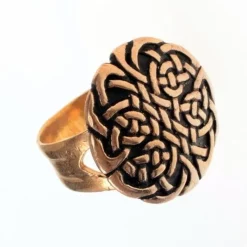 Celtic Ring With Knot Motif, Silvered Bronze