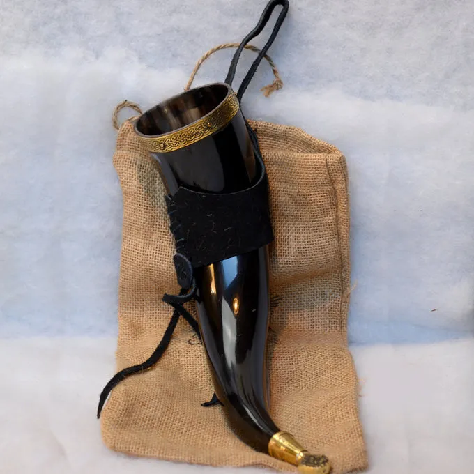 Windlass Steelcrafts Drinking Horn Rollo With Leather Holder - Image 2