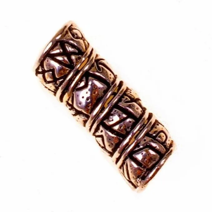 Germanic Beard / Hair Bead With Rune Inscription, Bronze