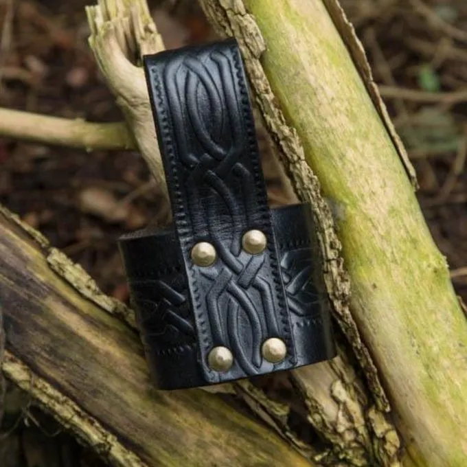 Epic Armoury Leather Drinking Horn Holder Edda, Black - Image 4