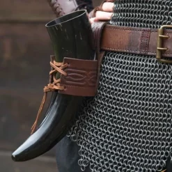 Epic Armoury Leather Drinking Horn Holder Edda, Brown