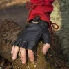 Epic Armoury Leather Fingerless Gloves, Black