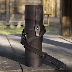 Epic Armoury Leather Scroll Or Bottle Holder, Black