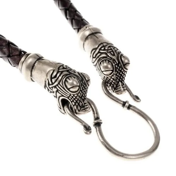 Leather Viking Necklace Oseberg, Black - Image 2