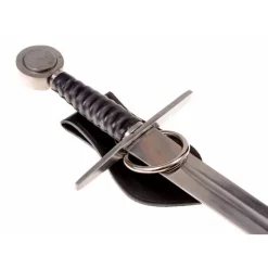 Leather Weapon Holder For Belt Viking Motif, Black