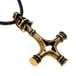 Thor's Hammer Wolf Cross, Brass