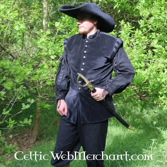 Leonardo Carbone Velvet Doublet With Metal Buttons, Black