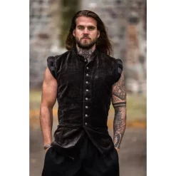 Leonardo Carbone Velvet Doublet With Metal Buttons, Brown