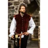 Leonardo Carbone Velvet Doublet With Metal Buttons, Red