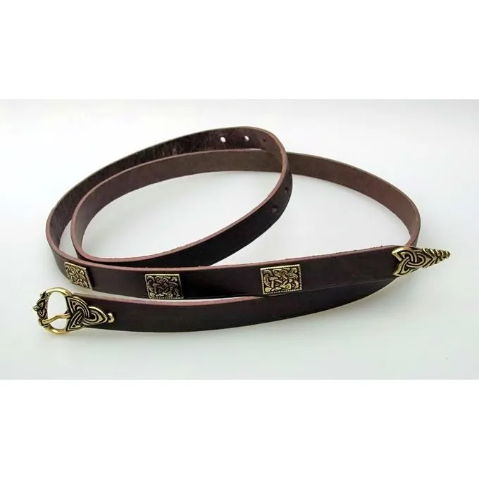 Viking Belt Borre Style Deluxe, Brown, Silvered - Image 2