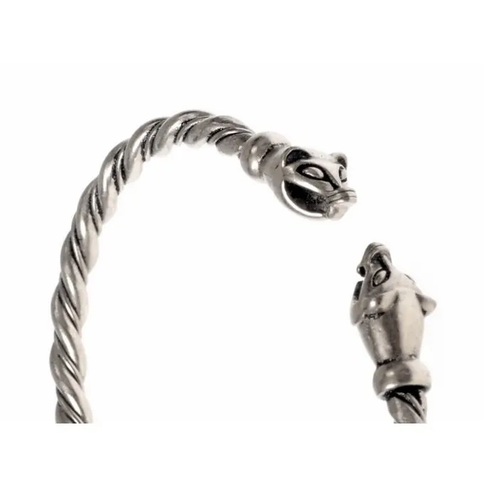 Viking Bracelet With Weasel Heads, Silvered - Image 2