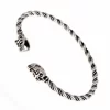 Viking Bracelet With Wolf Heads Silvered
