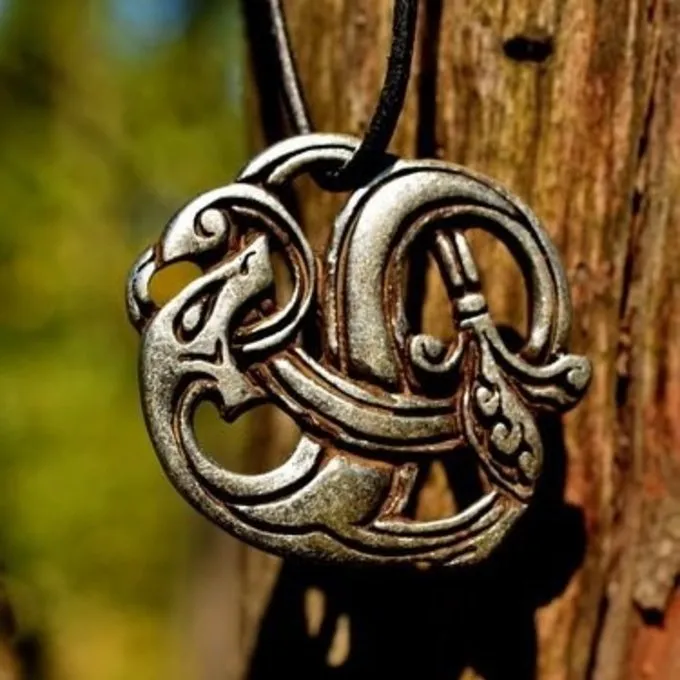 Viking Dragon Amulet Silvered