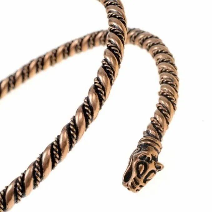 Viking Upper Bracelet With Wolf Heads, Bronze - Image 2