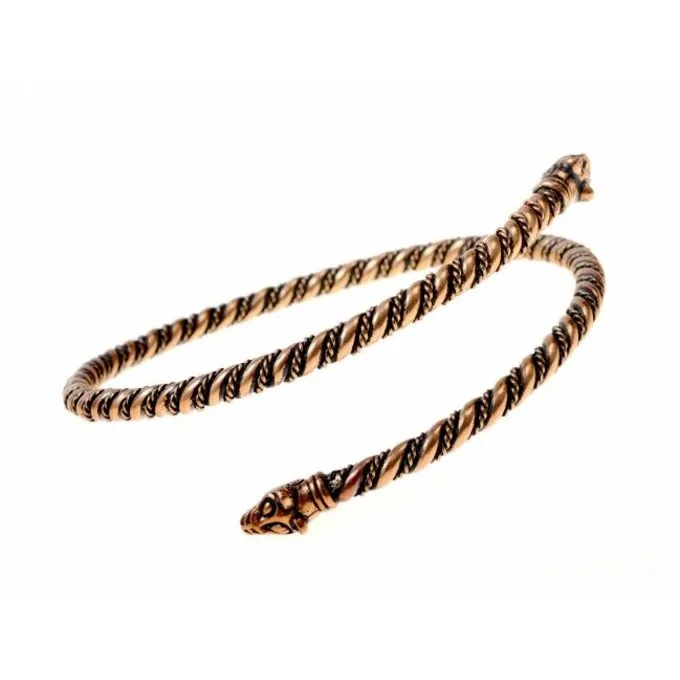 Viking Upper Bracelet With Wolf Heads, Bronze